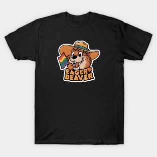 Beaver Holding LGBTQ Flag T-Shirt